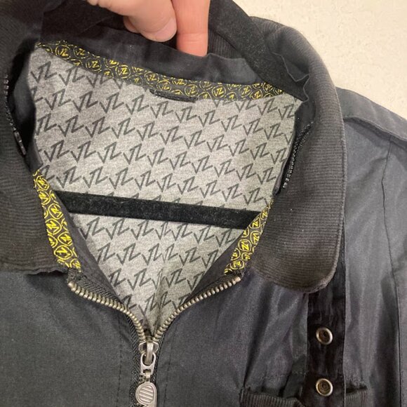 VON ZIPPER Black Removable Hood Bomber Utility Moto Streetwear Zip Up Jacket L - Picture 10 of 14